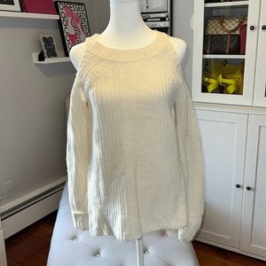 Cream Shoulder cutout knitted Sweater